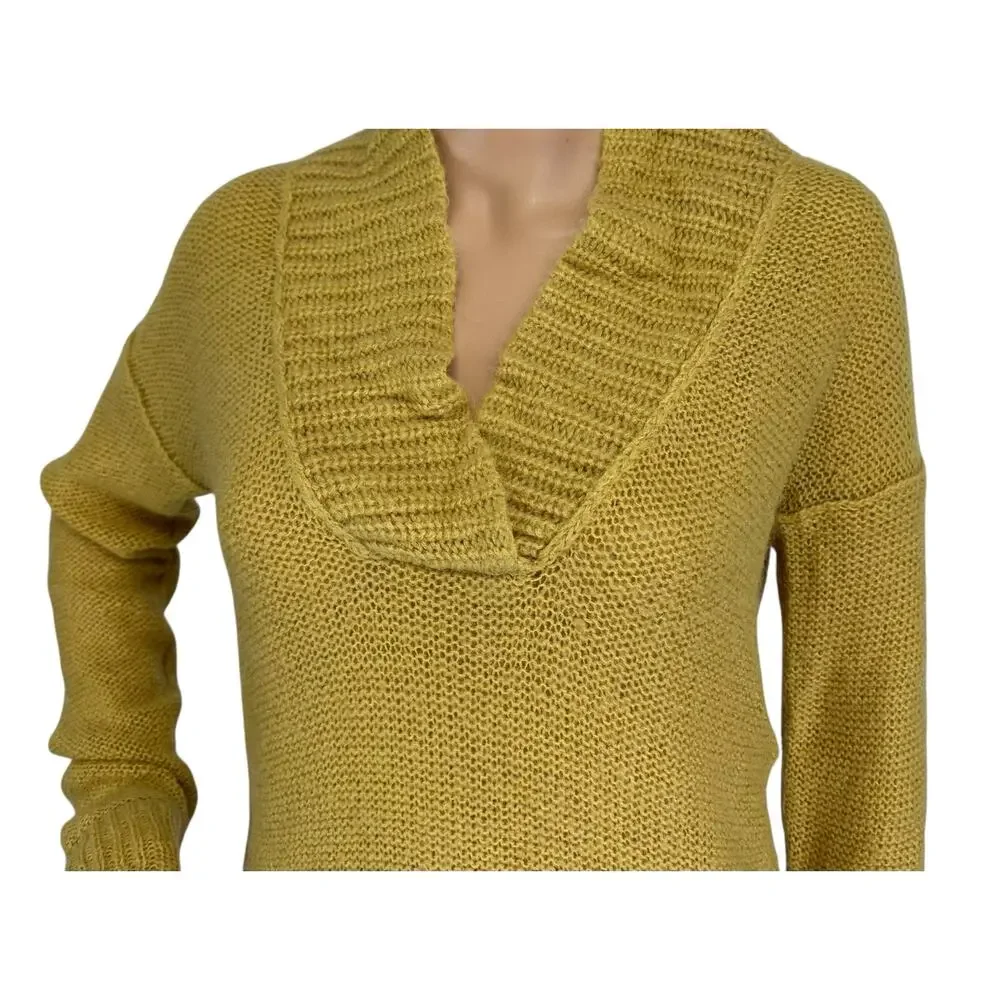 J. Crew Wool Mohair Dolce Shawl Collar Popover Sweater Yellow 20824 Size XS